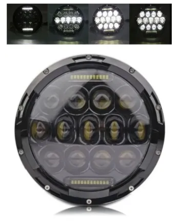 Универсален 7 инча 18см ЛЕД LED фар лампа халоген 12V-24V къси/дълги с DRL дневни светлини бяло 4000lm за АТВ джип мотоциклет камион трактор и др.