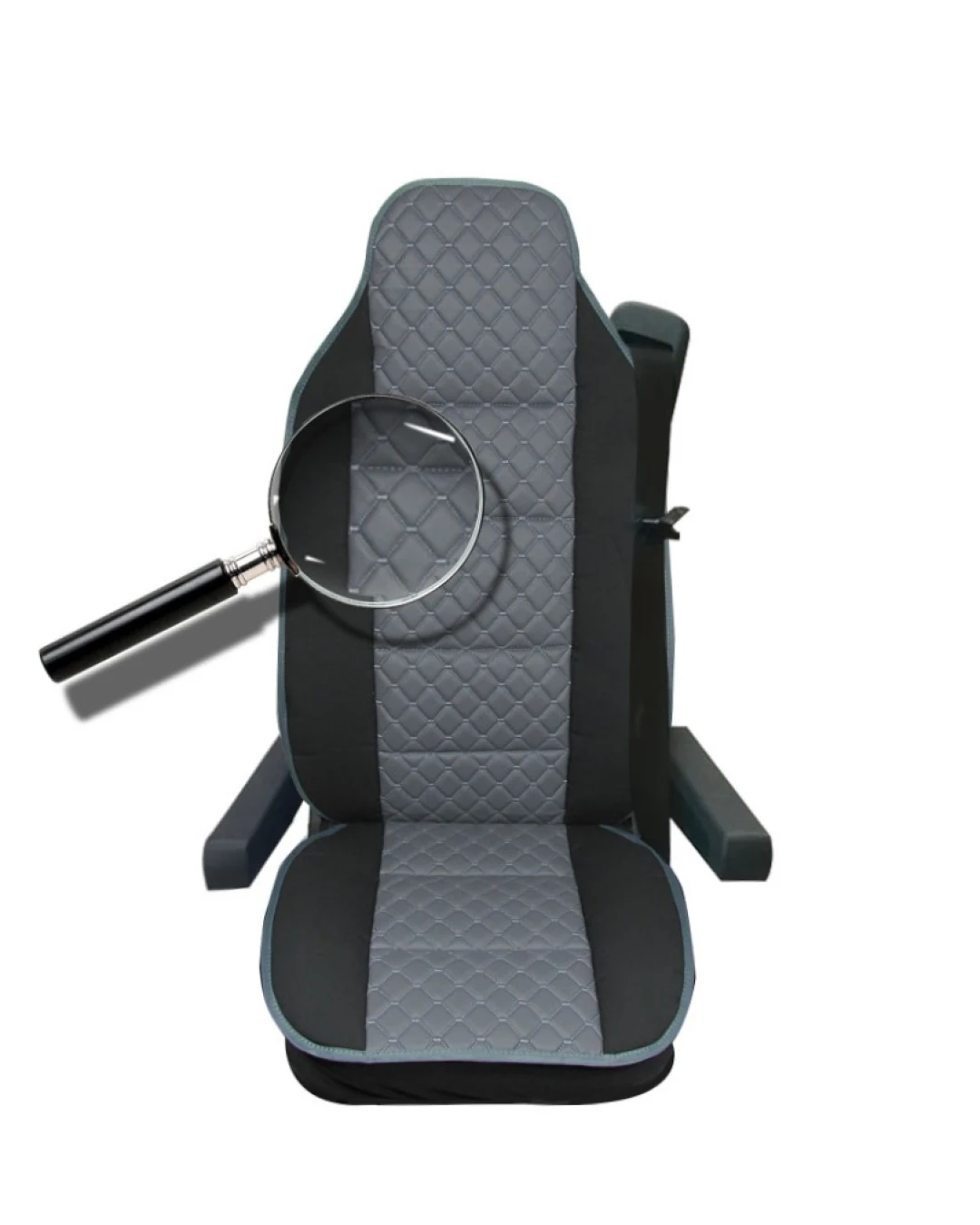 Универсален калъф за седалка на камион - релефен - еко кожа и текстил - Volvo, DAF, Man, Scania, Mercedes, Iveco - СИВО