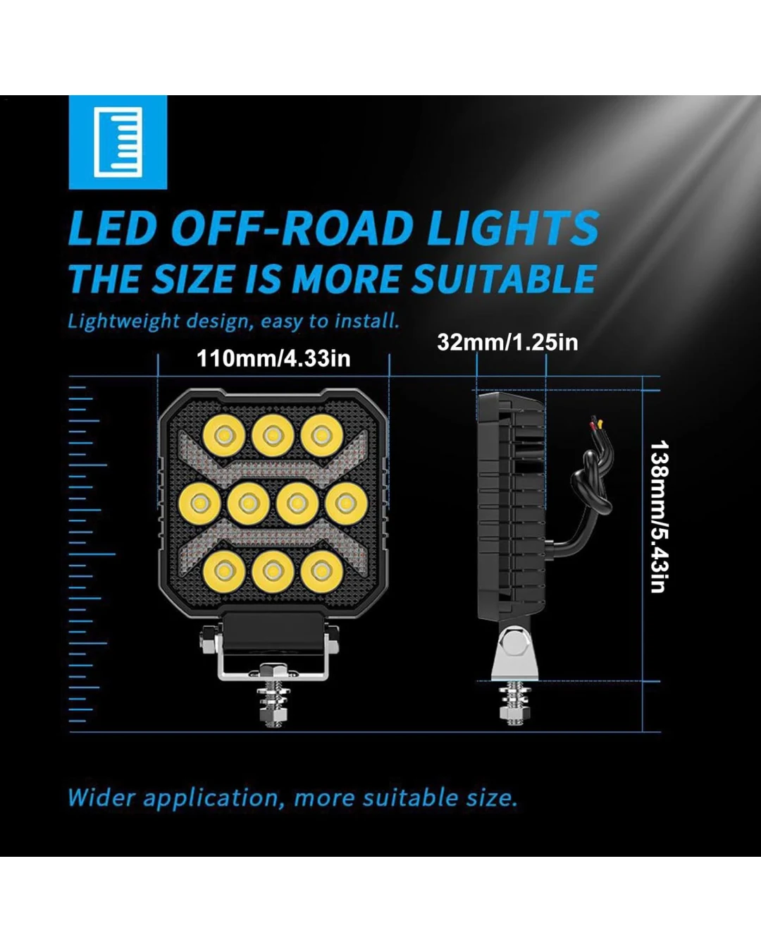Универсален LED халоген халоген с бяла светлина и оранжева DRL - 10 диода, 1700 lm, 17 W, 12V-24V, IP68, 7 режима на работа, стробоскопичен режим и динамичен мигач