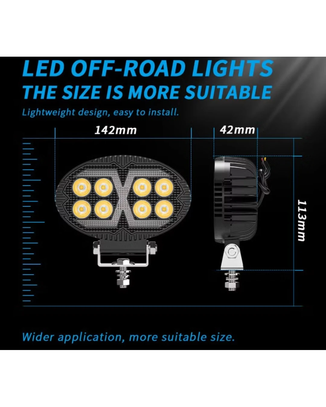 Универсален LED халоген с бяла светлина и оранжева DRL - 8 диода, 4000 lm, 12V–24V, IP67, 5 режима на работа, стробоскопичен режим и динамичен мигач