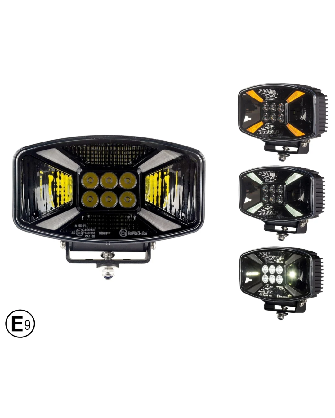Универсален LED ЛЕД 140W диоден фар халоген лампа 12V - 24V с DRL/parking светлина бяло-жълто за АТВ джип камион трактор земеделски и селскостопански машини 247 x 141 x 83 mm