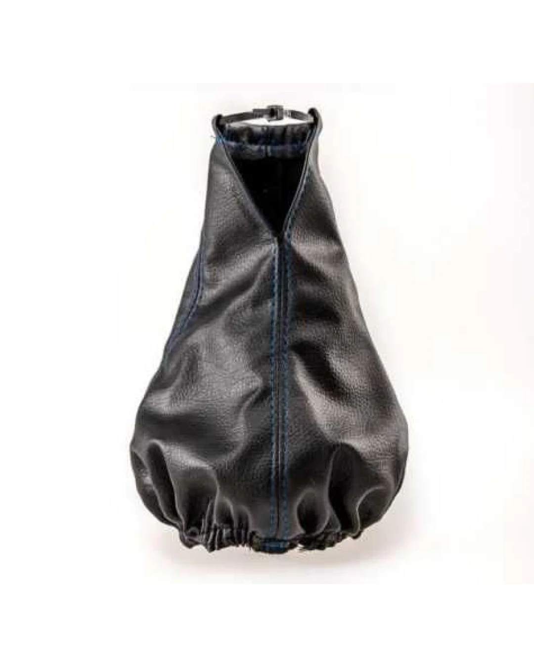 Универсален маншон калъф за скоростен лост от висококачествена еко кожа черен със син шев