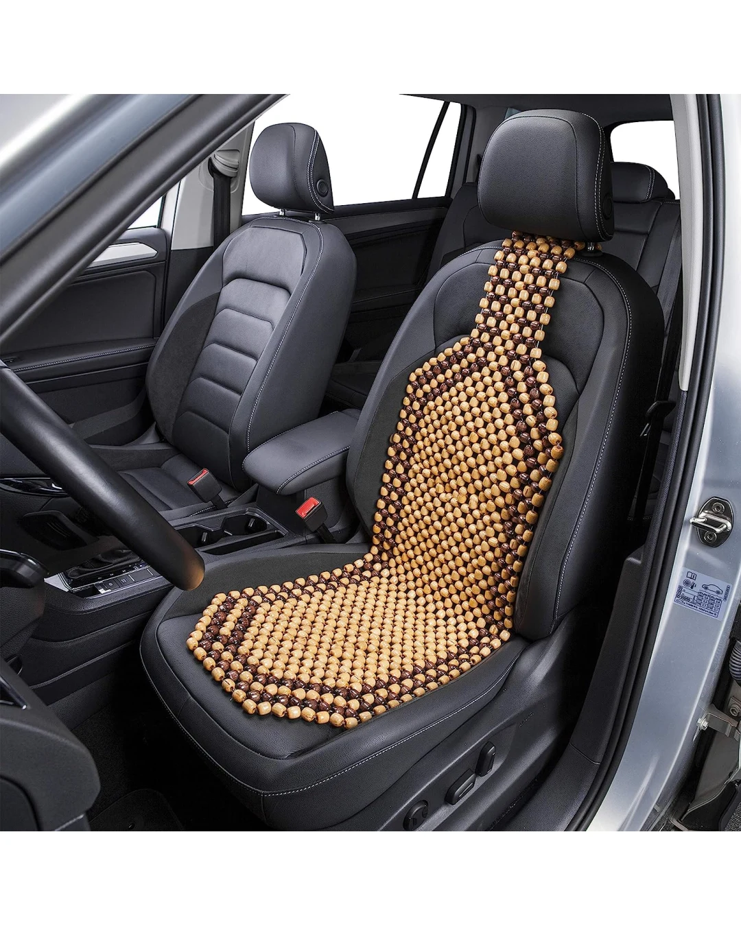 Универсален масажор масажна подложка за автомобилна седалка с дървени топчета бежово кафяво