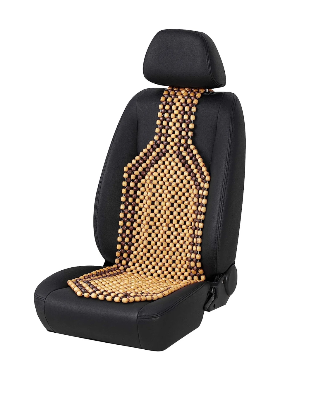 Универсален масажор масажна подложка за автомобилна седалка с дървени топчета бежово кафяво