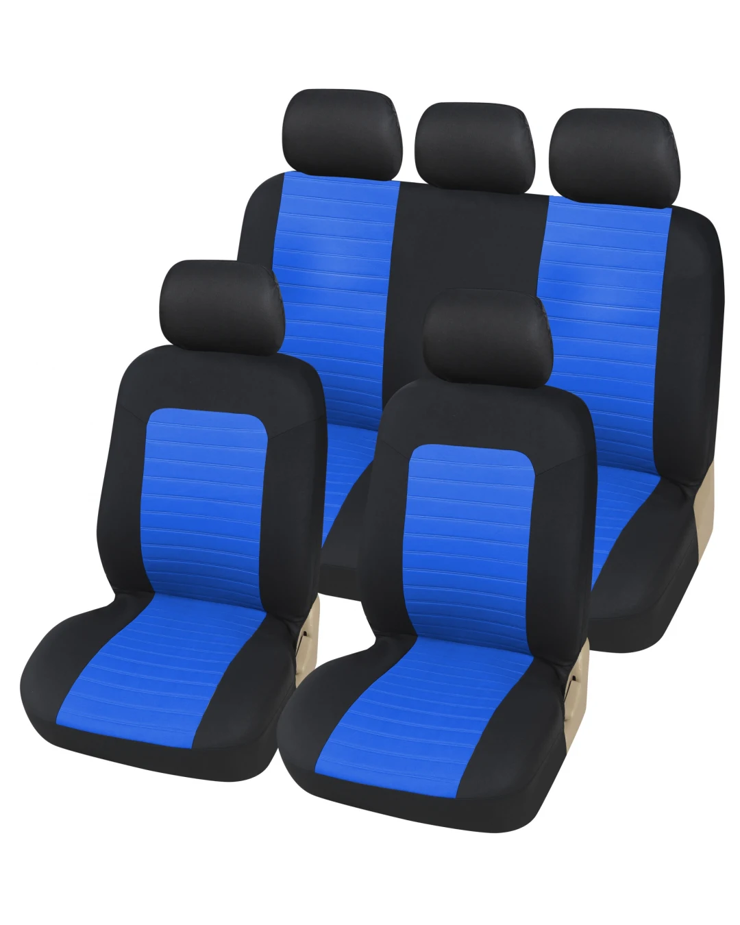Универсална Авто тапицерия Kалъфи За Седалки Пълен Комплект 9 Части Черно Синьо
