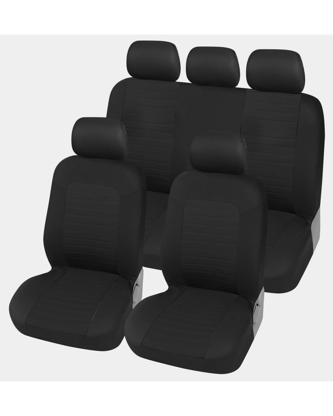 Универсална Авто тапицерия Kалъфи За Седалки Пълен Комплект 9 Части Черно