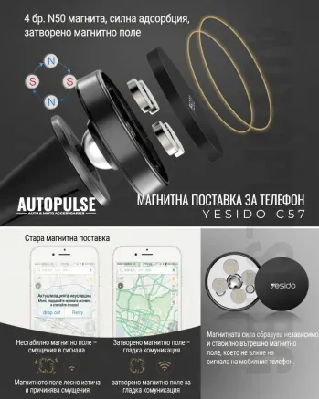 Универсална Магнитна Поставка за Телефон Yesido C57