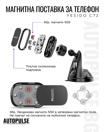 Универсална Магнитна Стойка за Телефон Yesido C72
