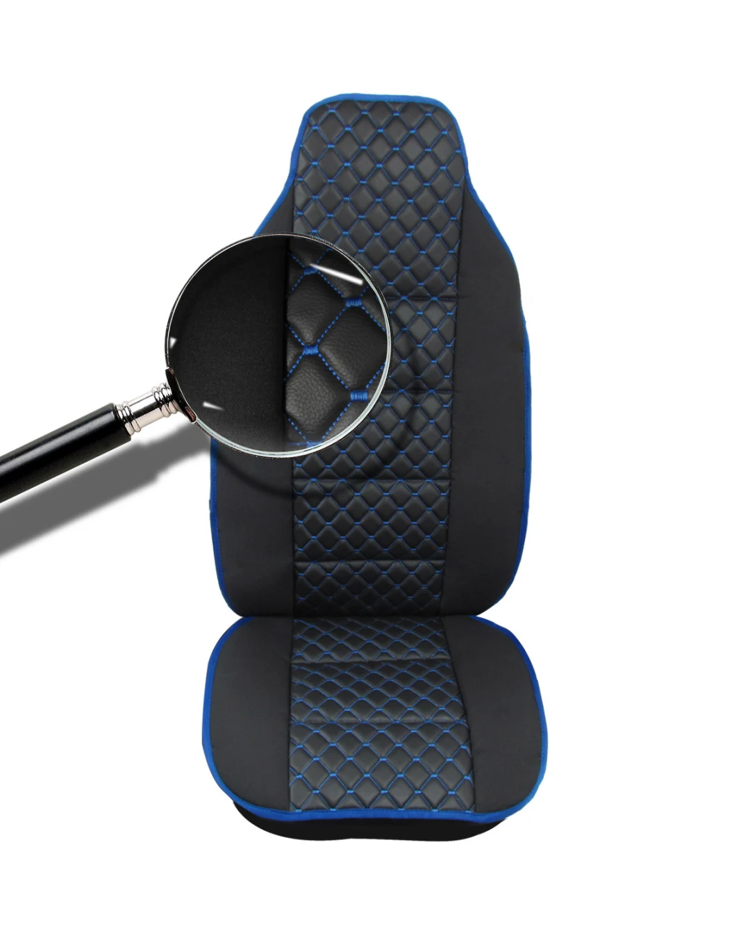 Универсална Тапицерия - Калъф За Седалка За Камион - Черно-Син Конец - Man Daf Scania Volvo