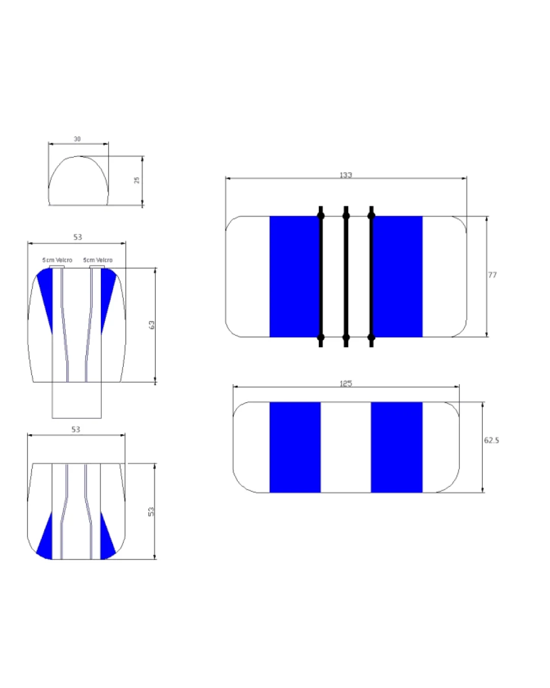 Универсална тапицерия, пълен комплект калъфи за предни и задни цели седалки,текстил в черно