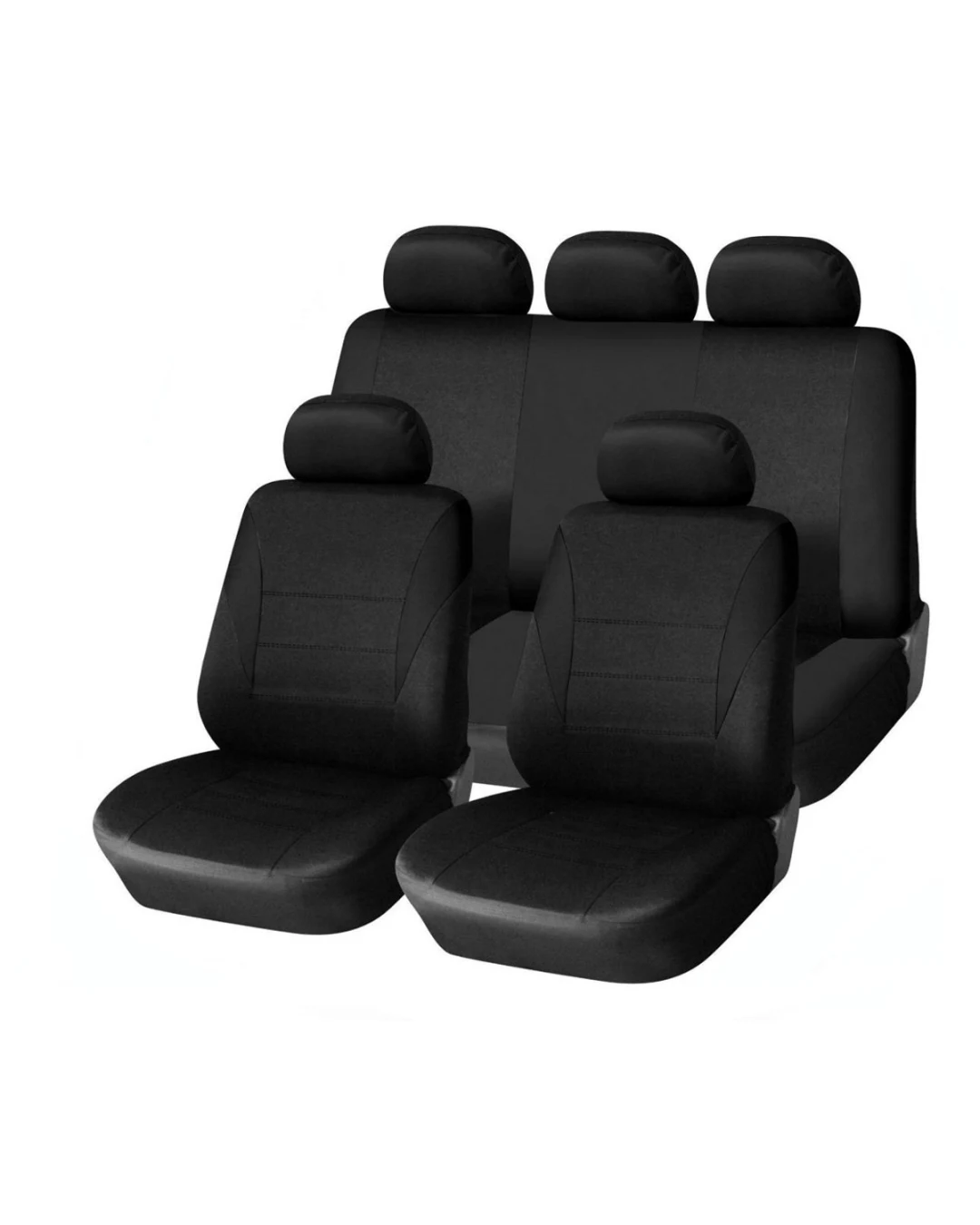 Универсална тапицерия, пълен комплект калъфи за предни и задни цели седалки,текстил в черно
