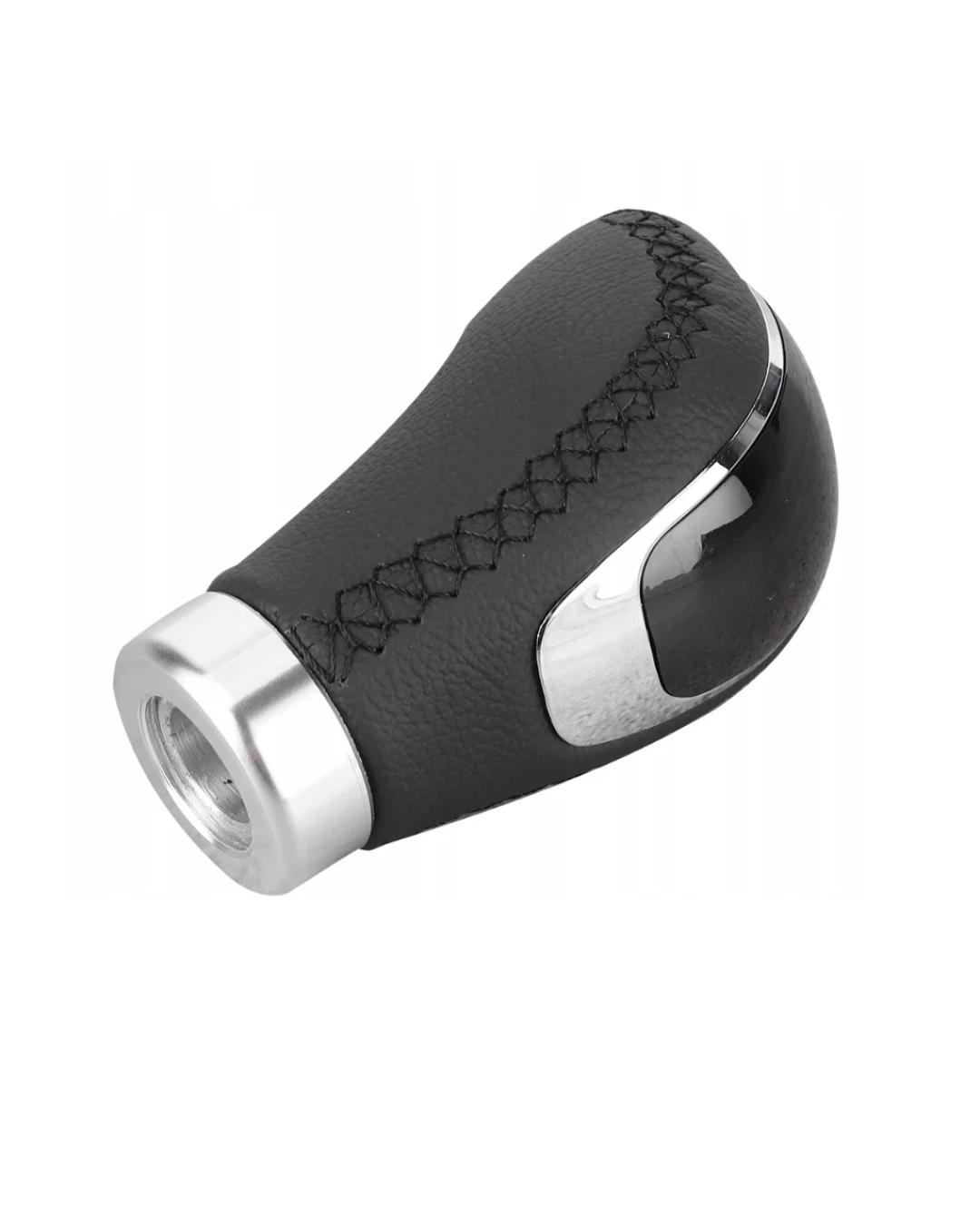 Универсална топка за скоростен лост автомобил – 5/6 скорости – черна кожа / хром – адаптери M8 M10 M12