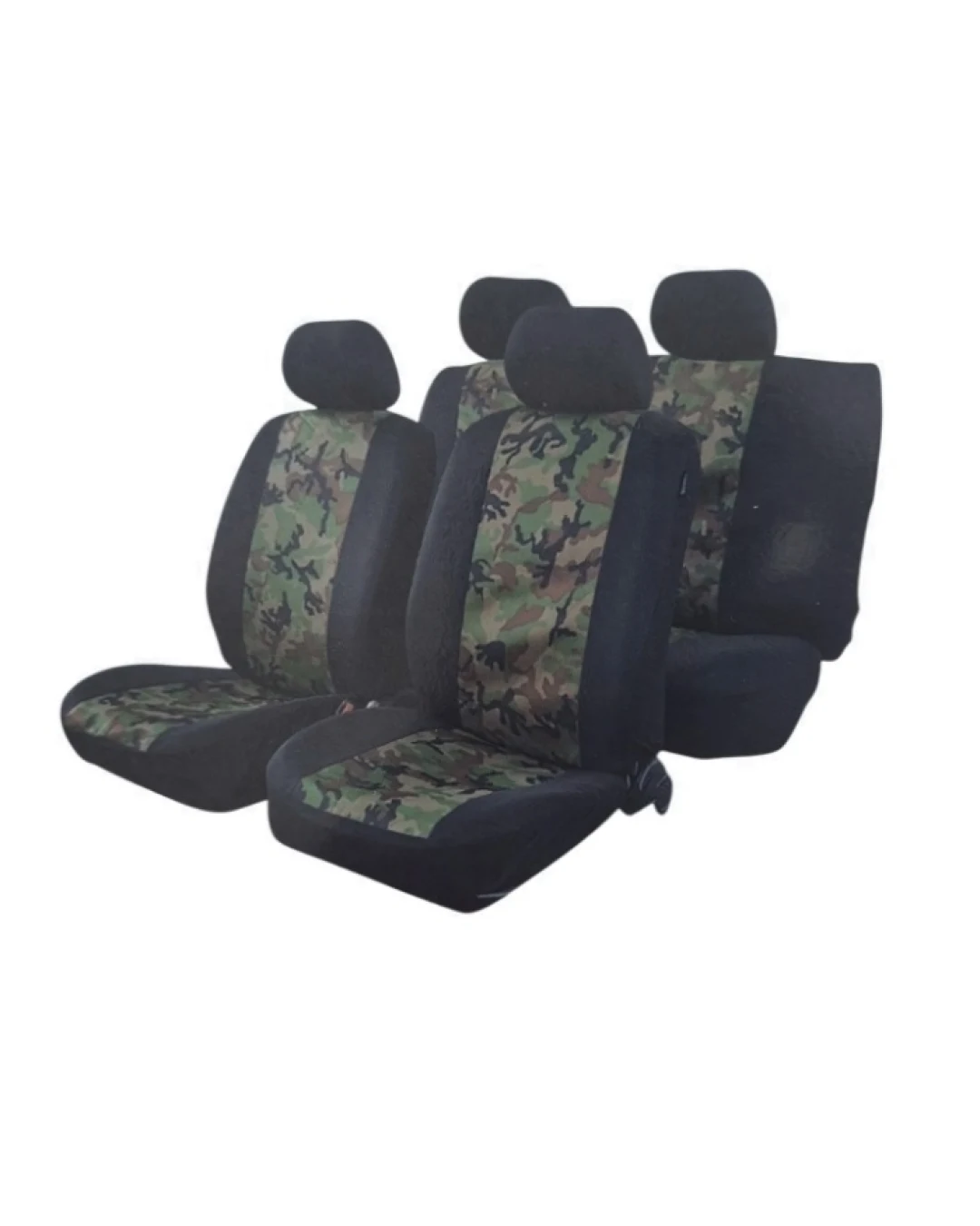 Универсални калъфи, тапицерия за предни и задни седалки за автомобил, джип - пълен компкект в цвят черно-зелен камуфлаж