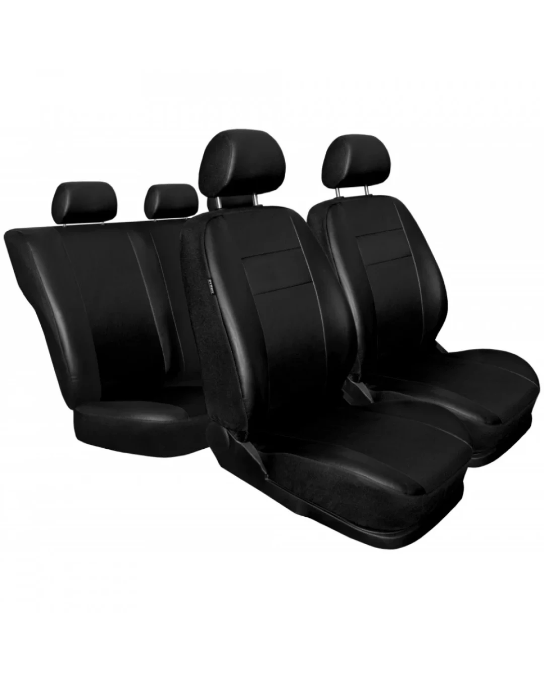 Универсални Кожени калъфи тапицерия за предни и задни седалки на автомобил кола пълен комплект от еко кожа в черно
