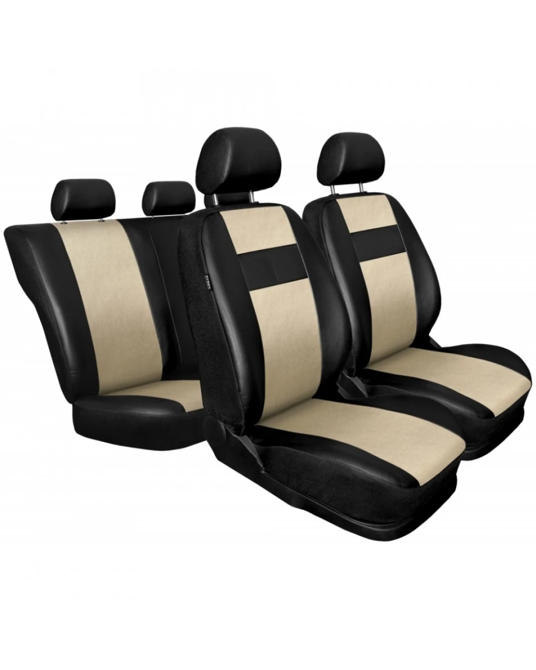 Универсални Кожени калъфи тапицерия за предни и задни седалки на автомобил кола пълен комплект от еко кожа в черно и бежово