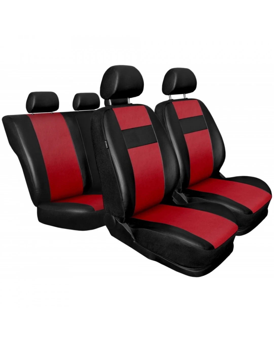 Универсални Кожени калъфи тапицерия за предни и задни седалки на автомобил кола пълен комплект от еко кожа в черно и червено