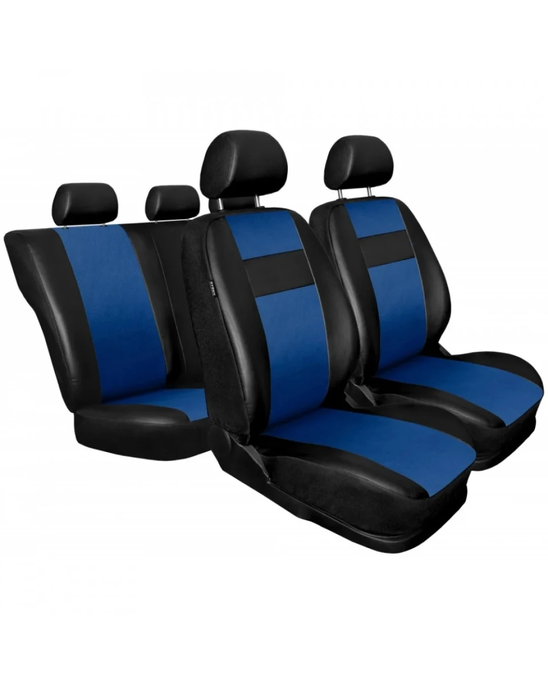 Универсални Кожени калъфи тапицерия за предни и задни седалки на автомобил кола пълен комплект от еко кожа в черно и синьо