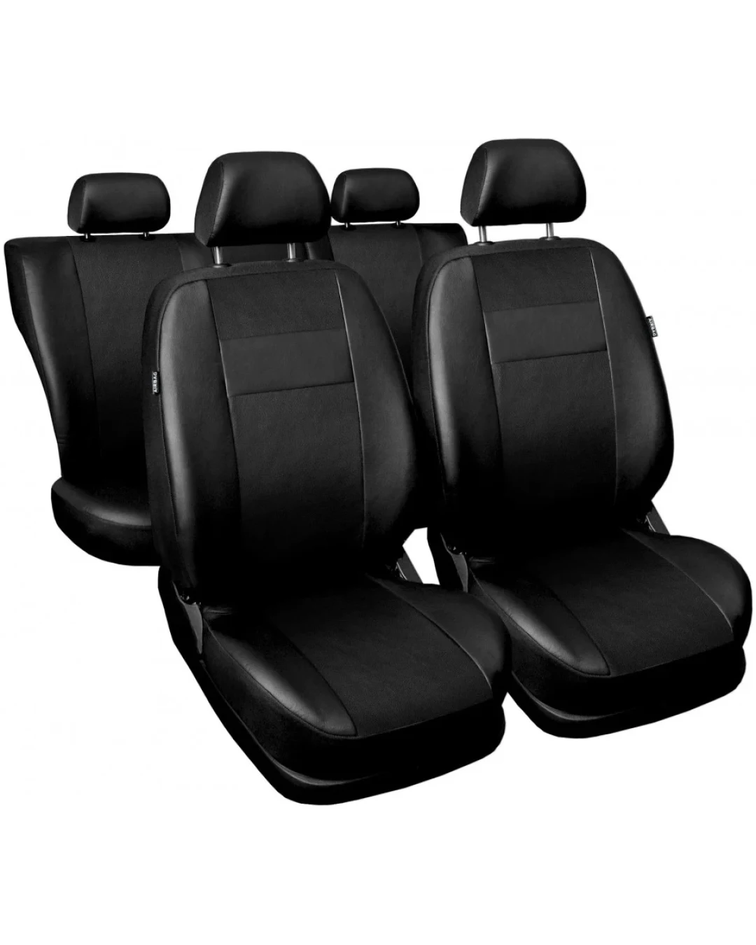 Универсални Кожени калъфи тапицерия за предни и задни седалки на автомобил кола пълен комплект от еко кожа в черно