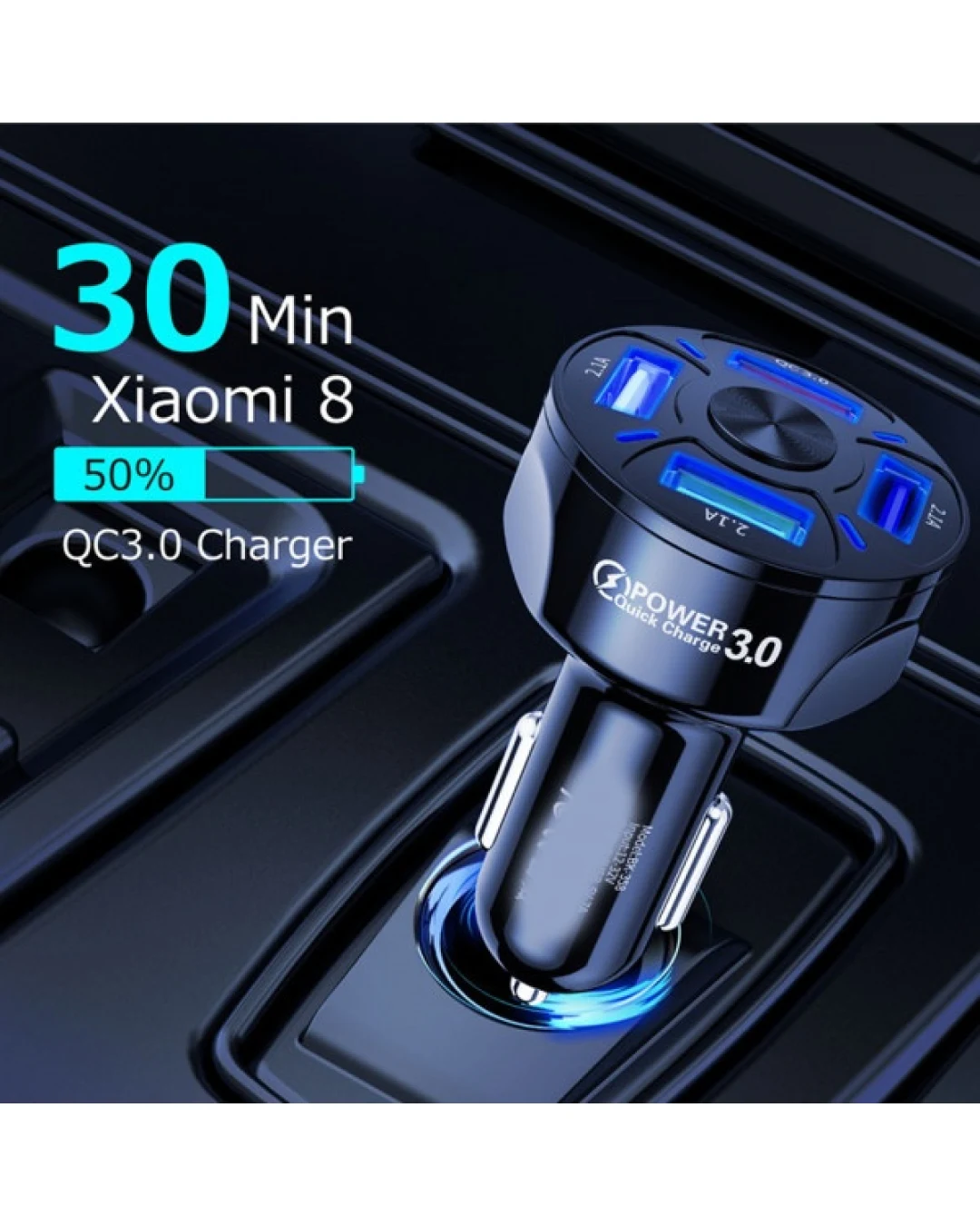 Универсално USB зарядно с 4 порта 12V-24V Quick Charge 3