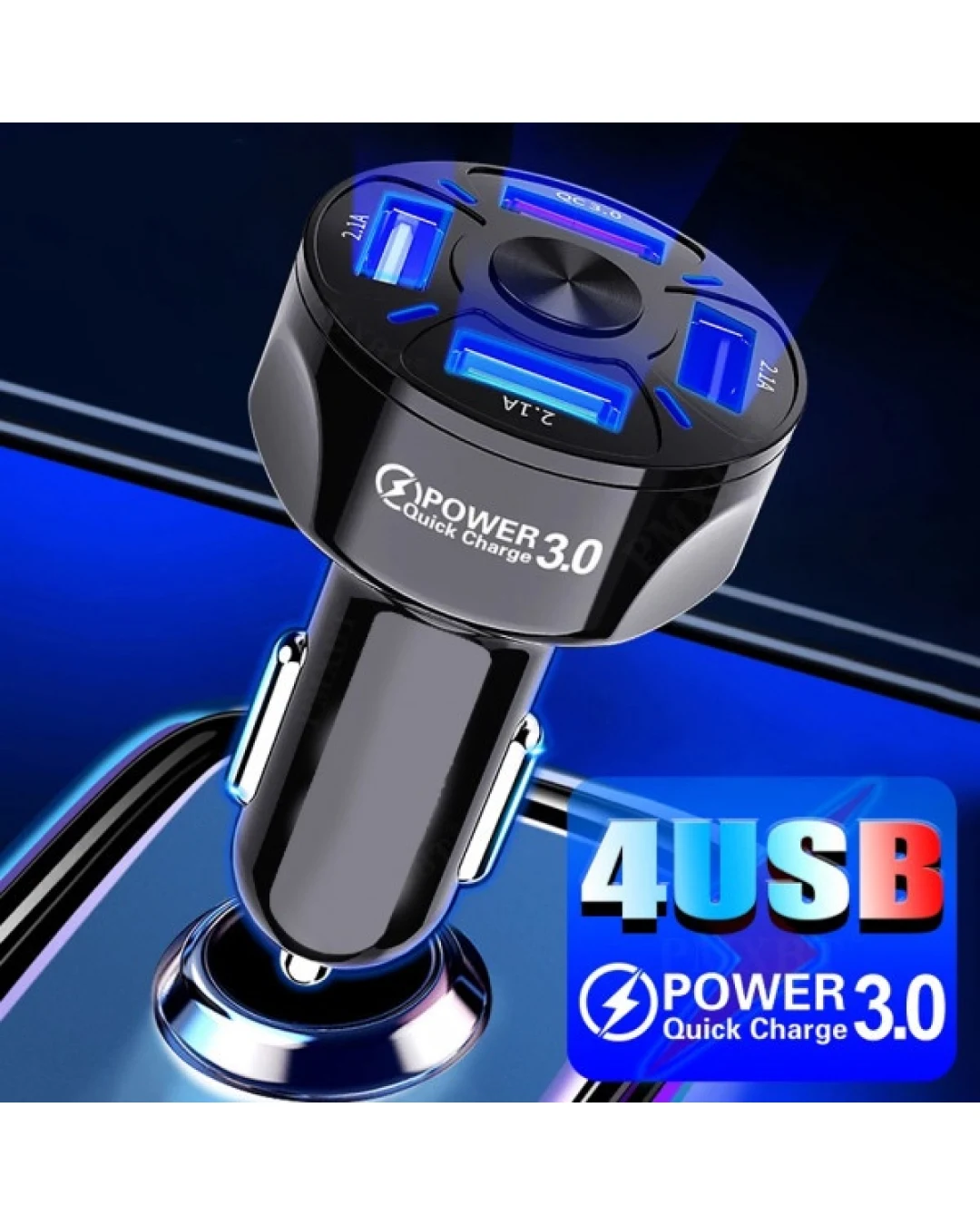 Универсално USB зарядно с 4 порта 12V-24V Quick Charge 3
