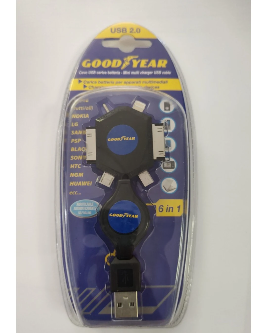 Универсално USB зарядно с 6 Адаптера за таблети и смартфони цвят Черен Goodyear Гудиър