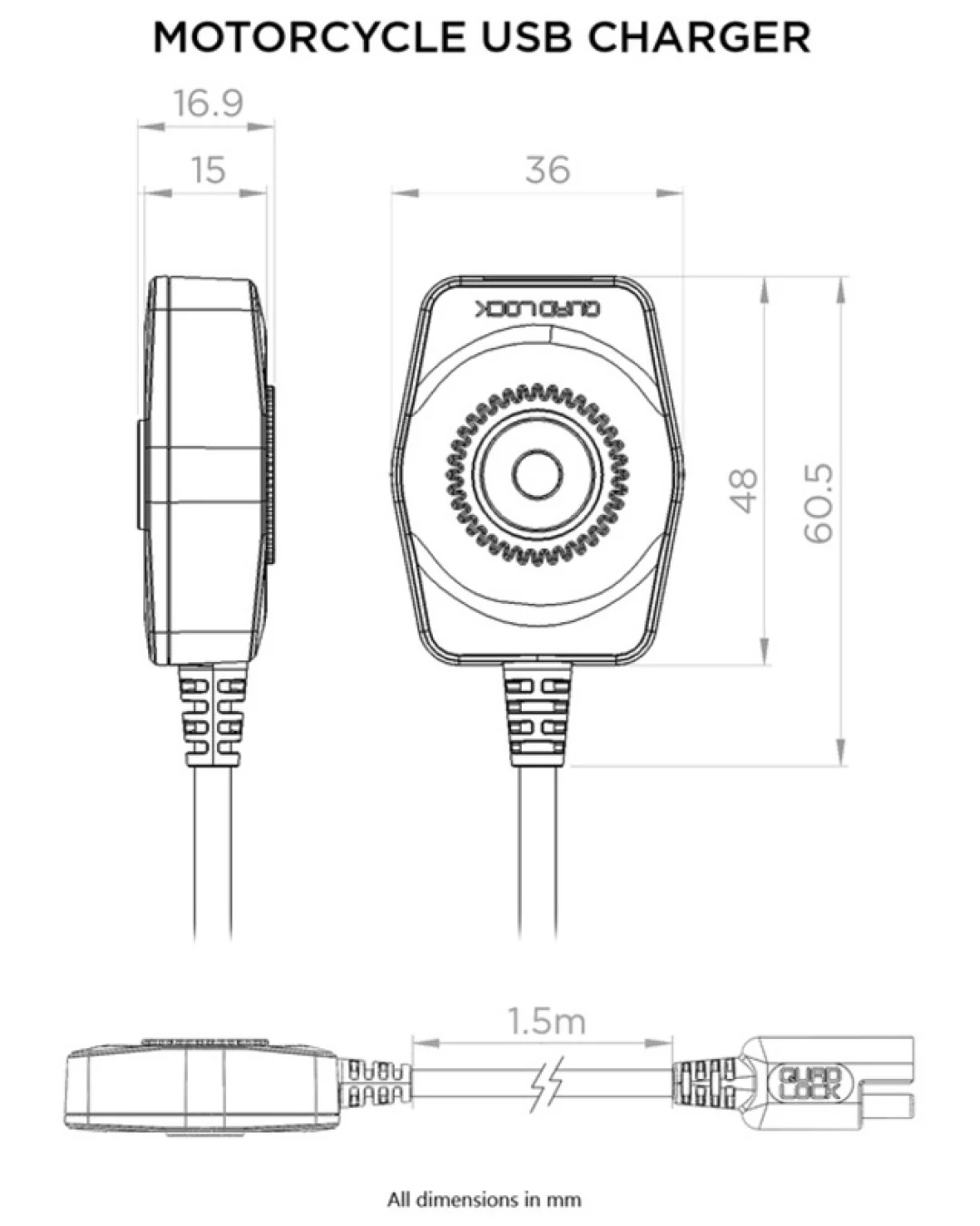USB Charger QUAD LOCK Motorcycle