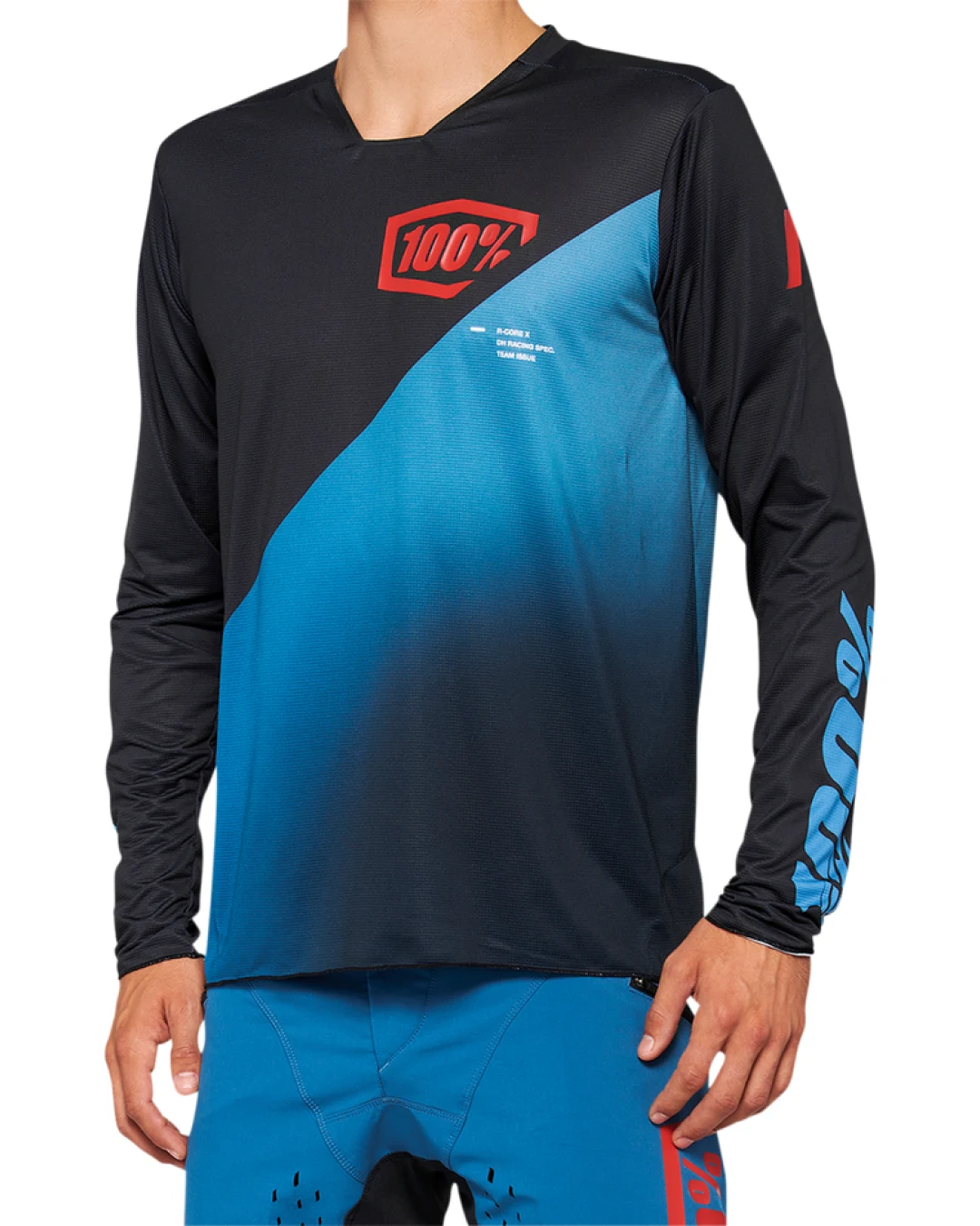 Вело джърси 100% R-CORE X LS BLACK/BLUE/RED