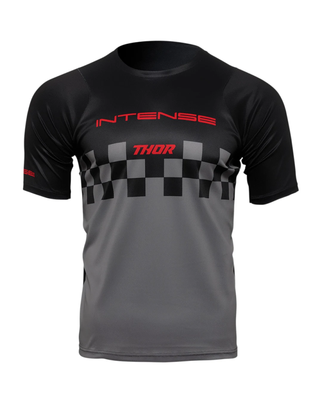 Вело джърси THOR INTENSE ASSIST CHEX SHORT SLEEVE BLACK/GRAY