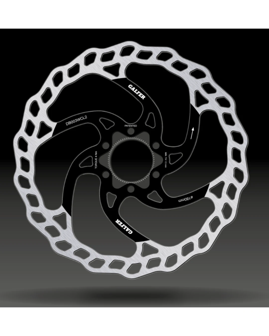 Вело спирачен диск GALFER BIKE MTB DISC WAVE CENTER-LOCK SYSTEM Ø180X2.0MM Brake Disc