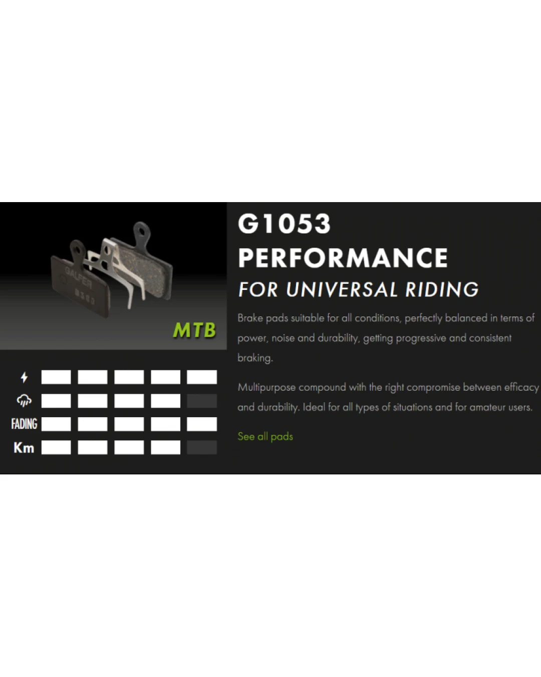Вело спирачни накландки GALFER BIKE FD426G1053 PERFORMANCE Brake Pad