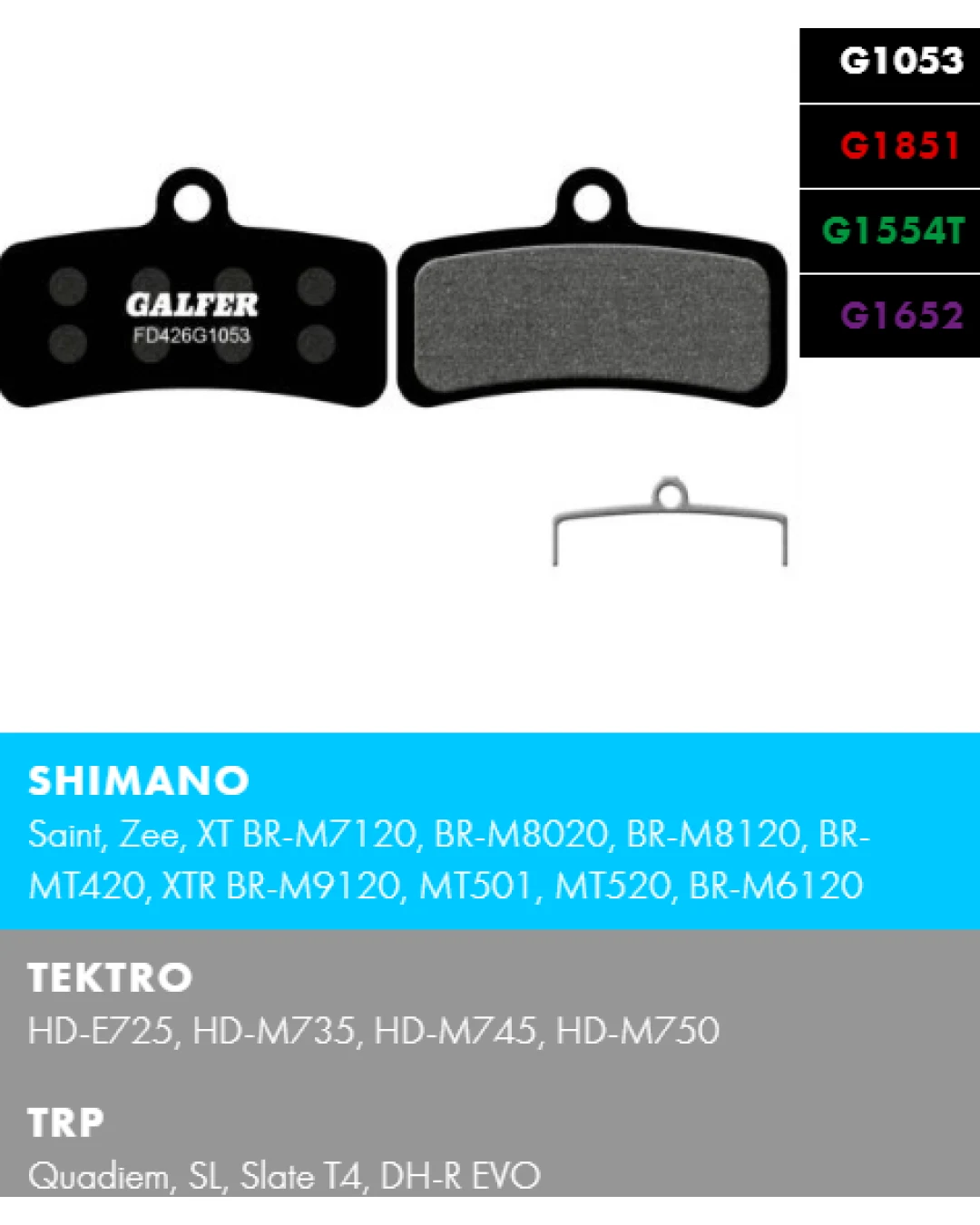 Вело спирачни накландки GALFER BIKE FD426G1652 E-BIKE Brake Pad