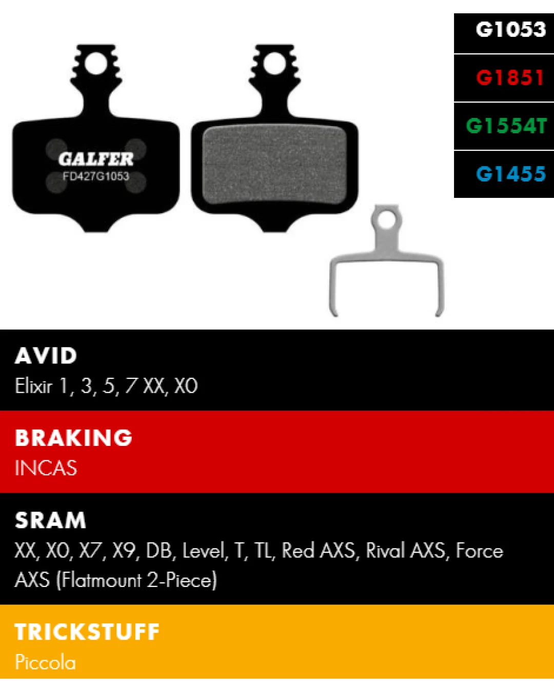 Вело спирачни накландки GALFER BIKE FD427G1053 PERFORMANCE Brake Pad
