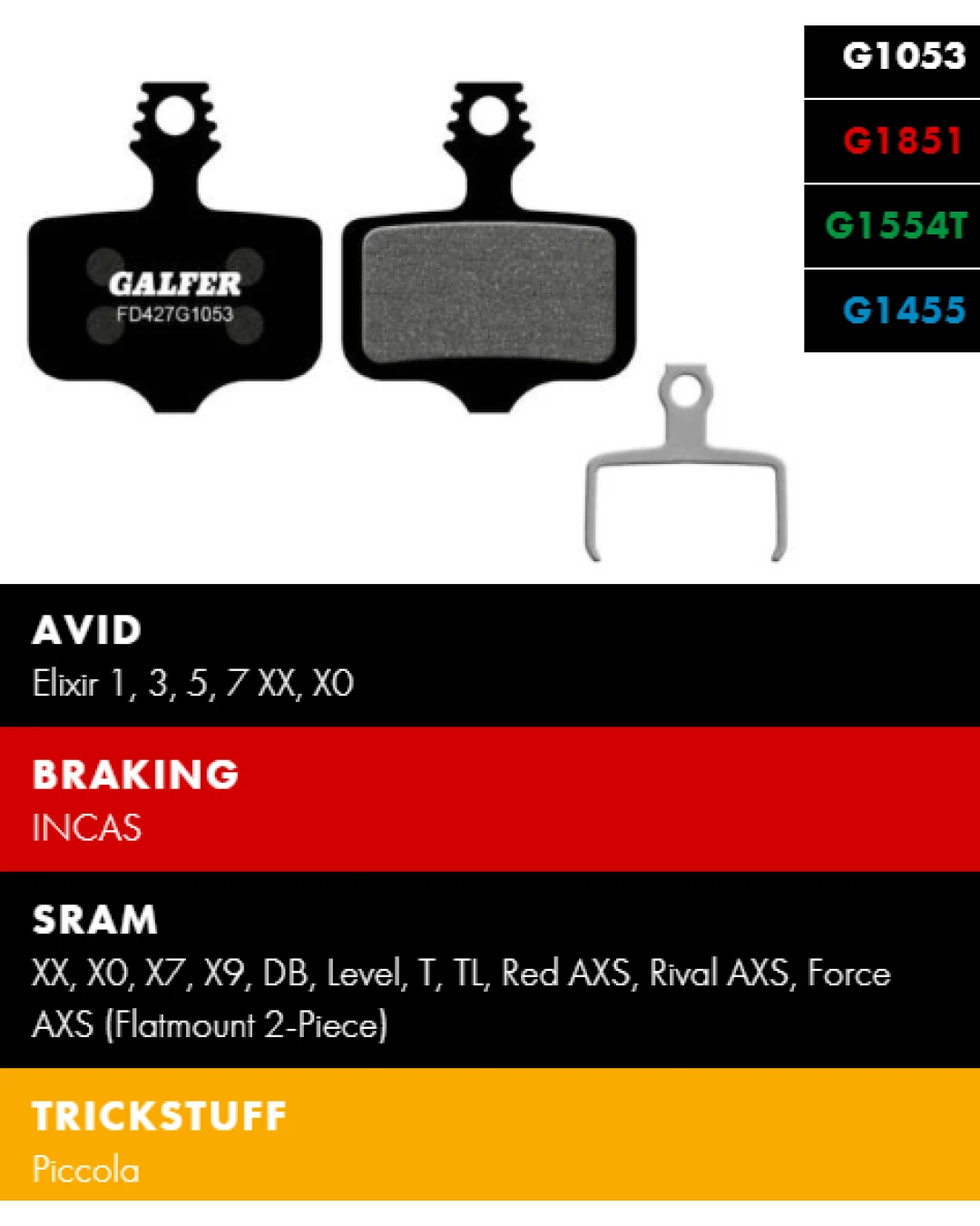 Вело спирачни накландки GALFER BIKE FD427G1455 ROAD Brake Pad