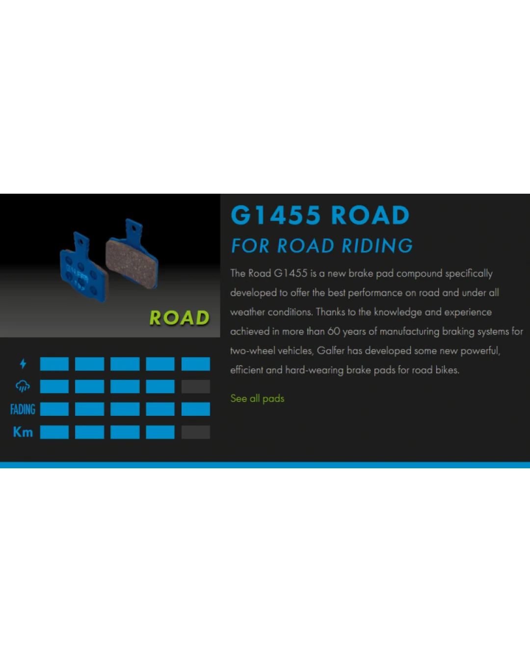 Вело спирачни накландки GALFER BIKE FD496G1455 ROAD Brake Pad