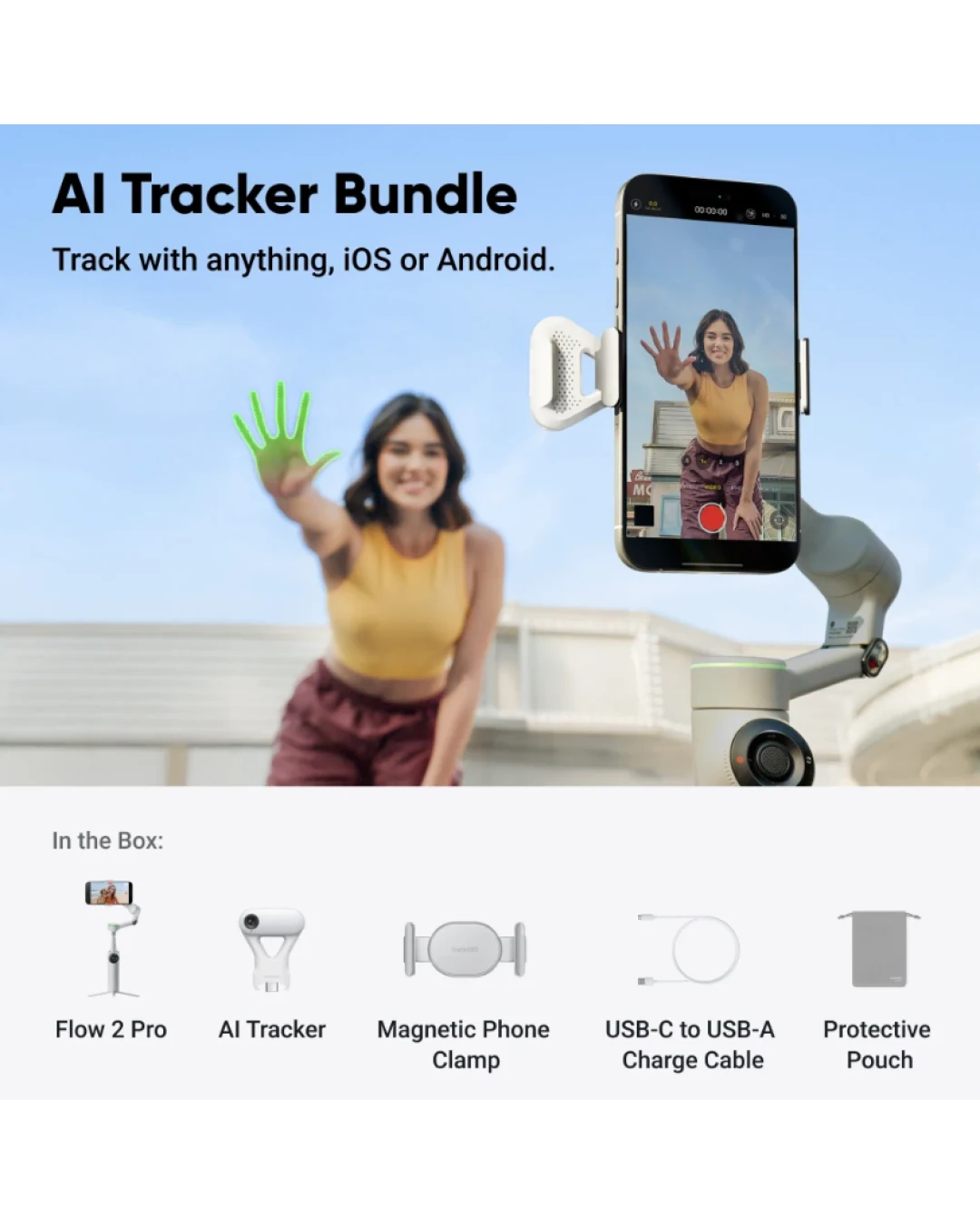 Видео стабилизатор Insta360 FLOW 2 PRO AI Tracker Bundle