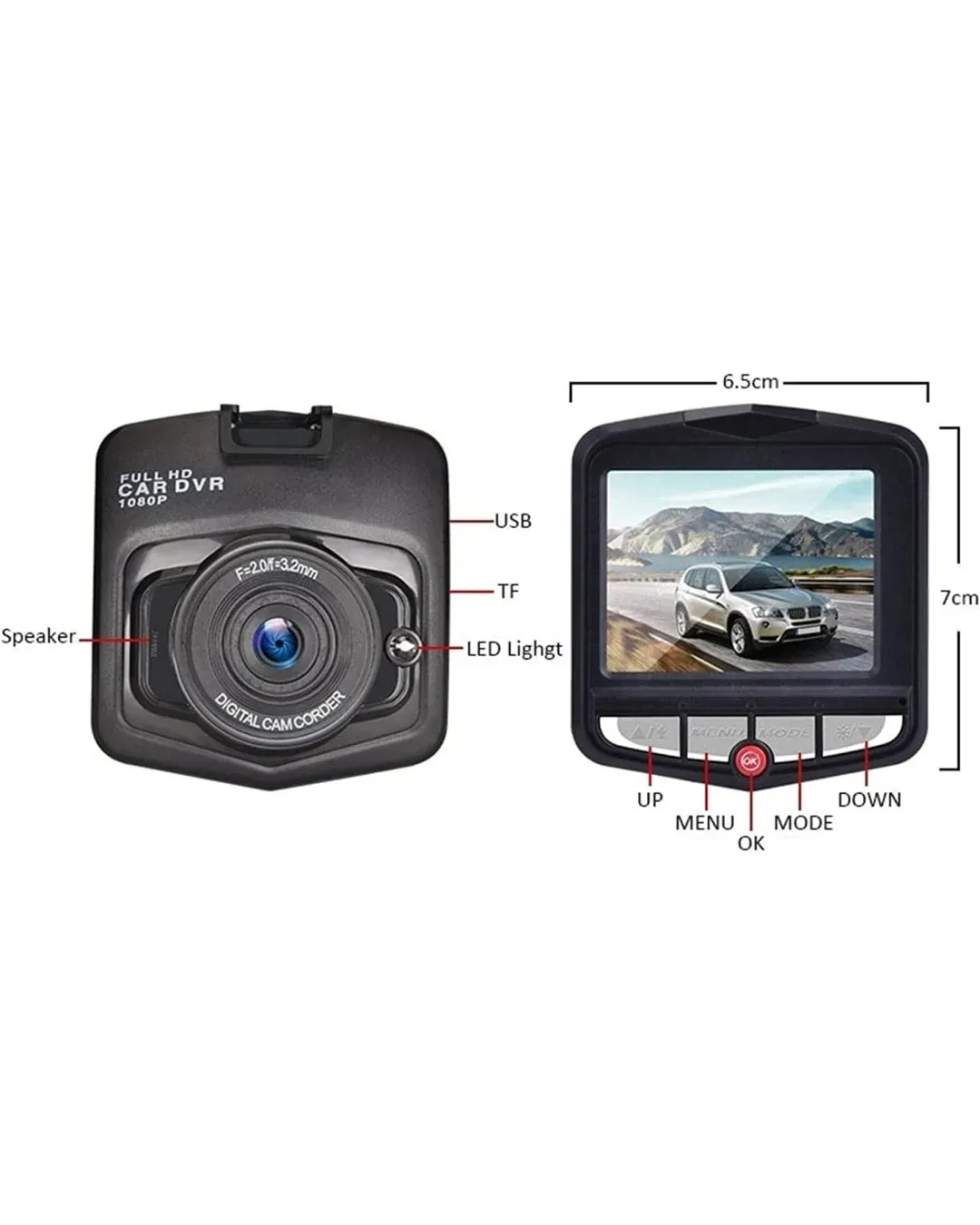 Видеорегистратор за автомобил Full HD 1080 + 32 GB Micro SD Card карта с памет 6.5 х 7 см 12/24V