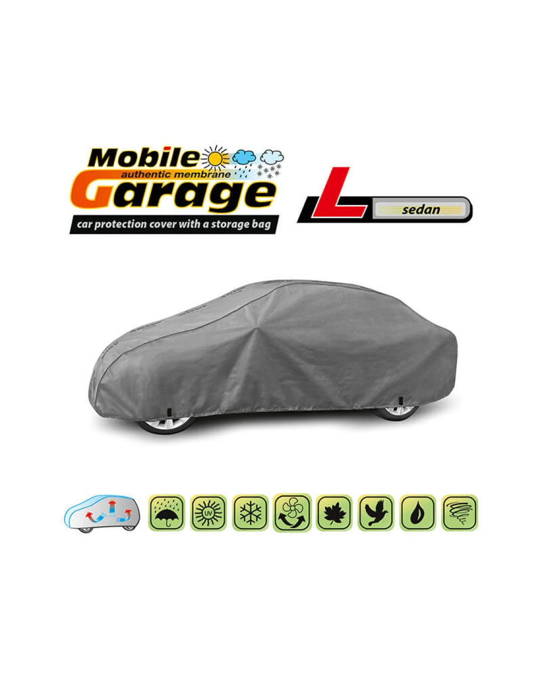 Висококачествено Покривало Kegel за Седан Sedan Автомобил Серия Mobile Garage размер L 425- 475см х 126 - 136см