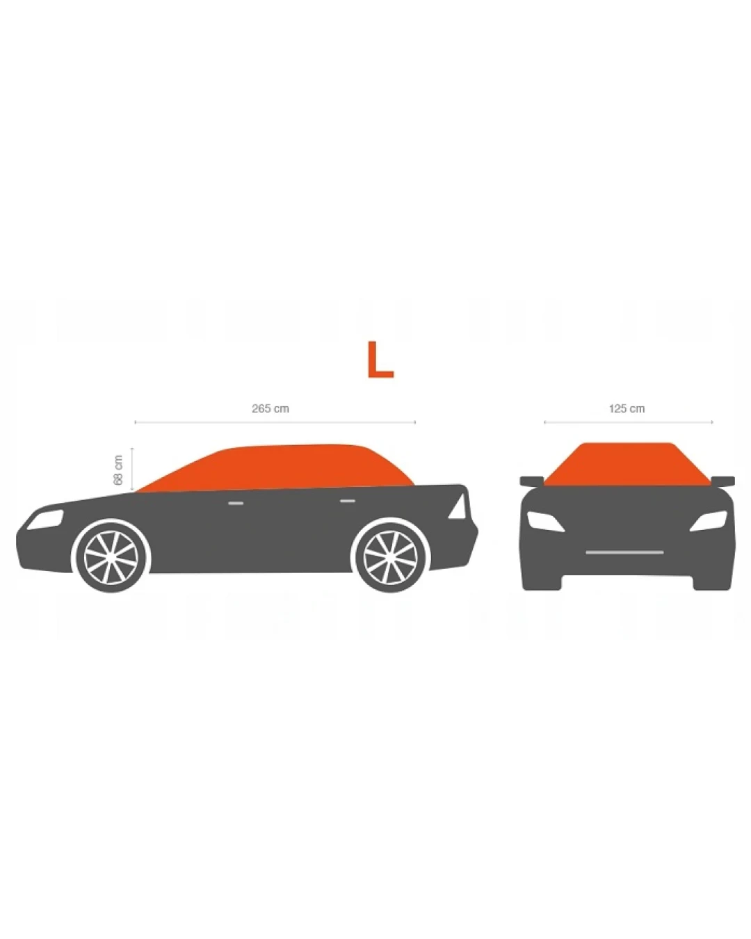 Водоустойчиво покривало полукалъф за автомобил размер L 265 cm x 125 cm сив CarPassion