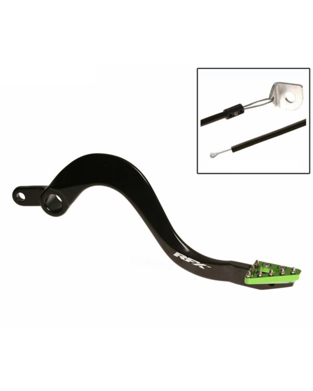 Заден лост за спирачка RFX Pro ST Rear Brake Lever (Black/Green) - Kawasaki KX250 05-08