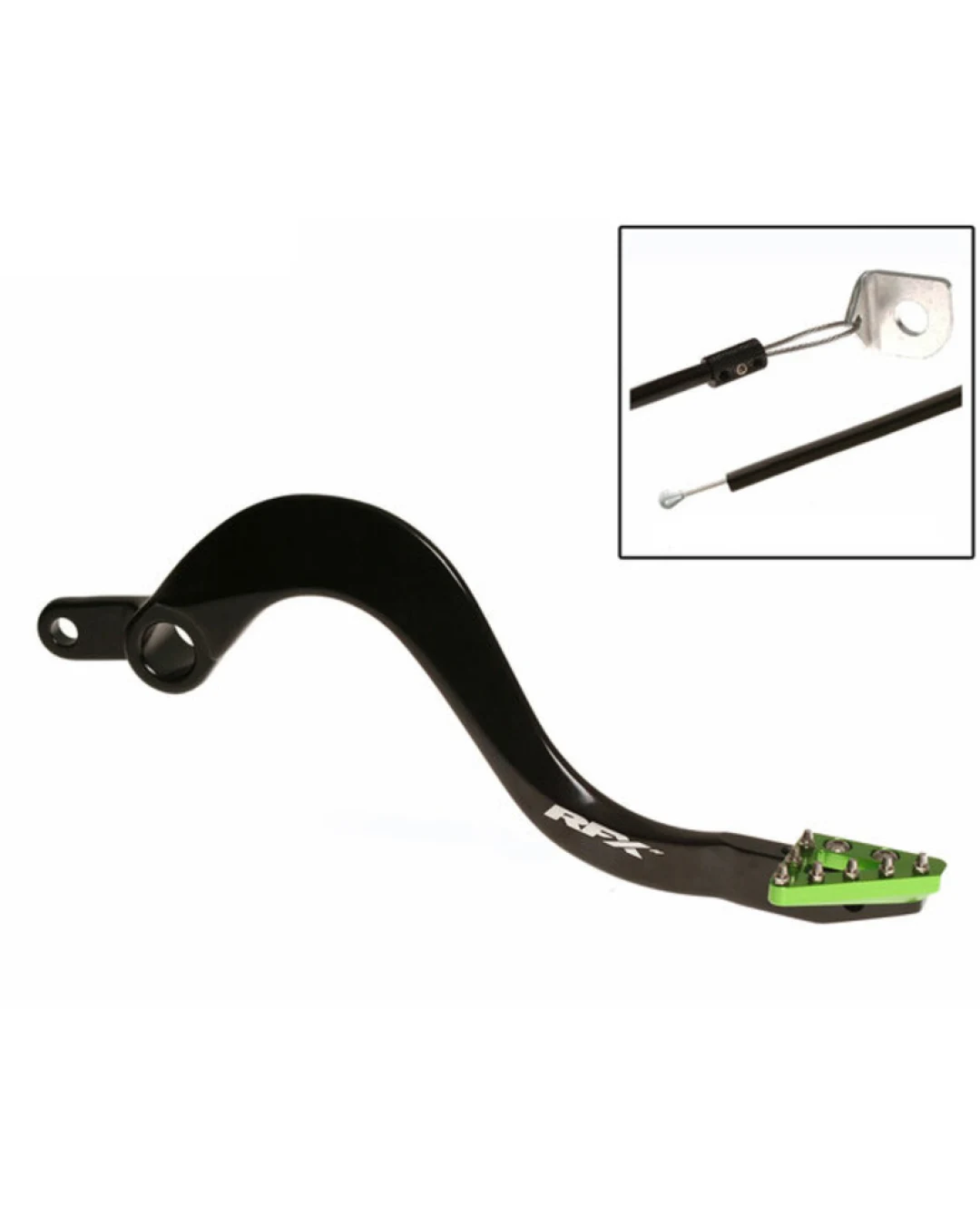 Заден лост за спирачка RFX Pro ST Rear Brake Lever (Black/Green) - Kawasaki KXF450 06-25