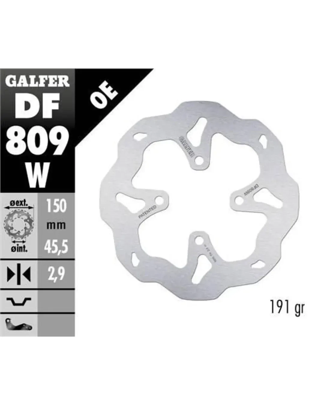 Заден спирачен диск Galfer WAVE FIXED 150x2,9mm DF809W