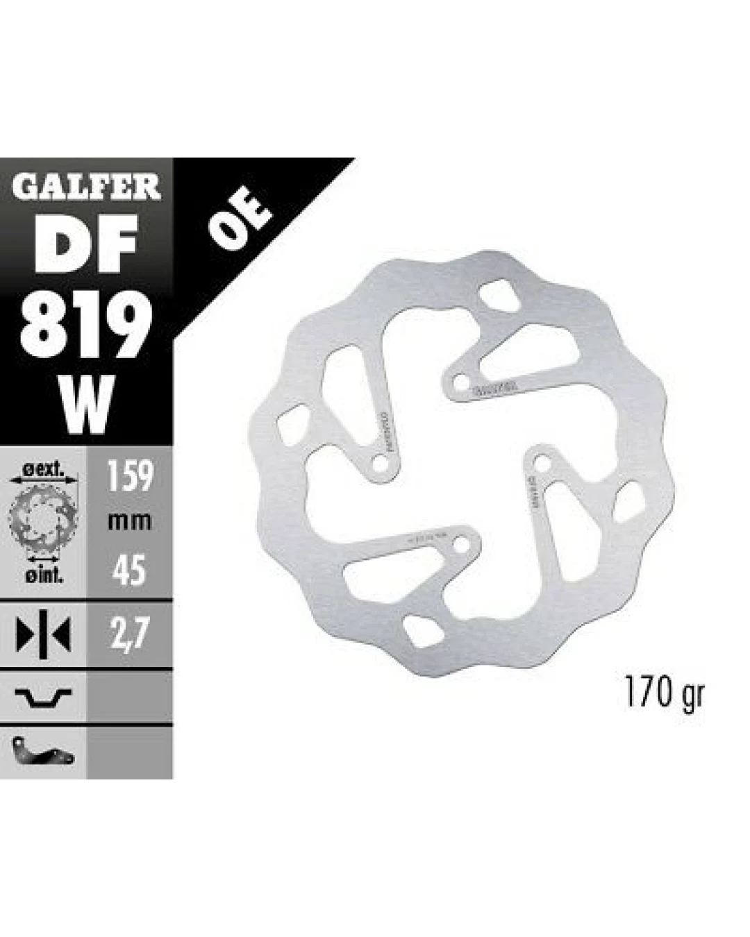 Заден спирачен диск Galfer WAVE FIXED 159,5x2,7mm DF819W