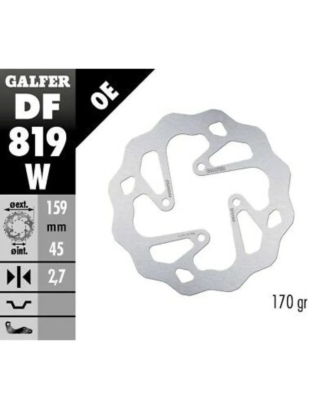 Заден спирачен диск Galfer WAVE FIXED 159,5x2,7mm DF819W