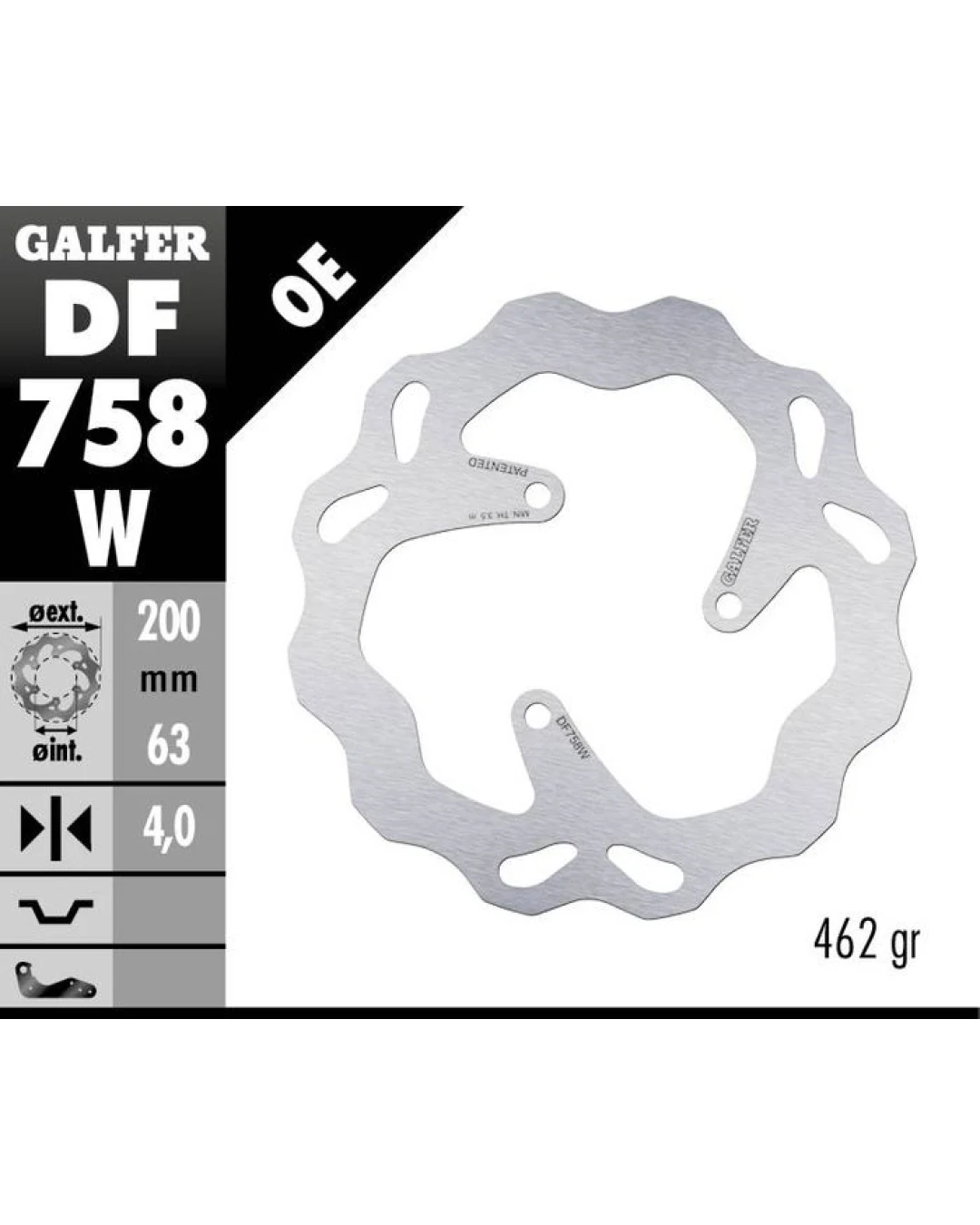 Заден спирачен диск Galfer WAVE FIXED 200x4mm DF758W