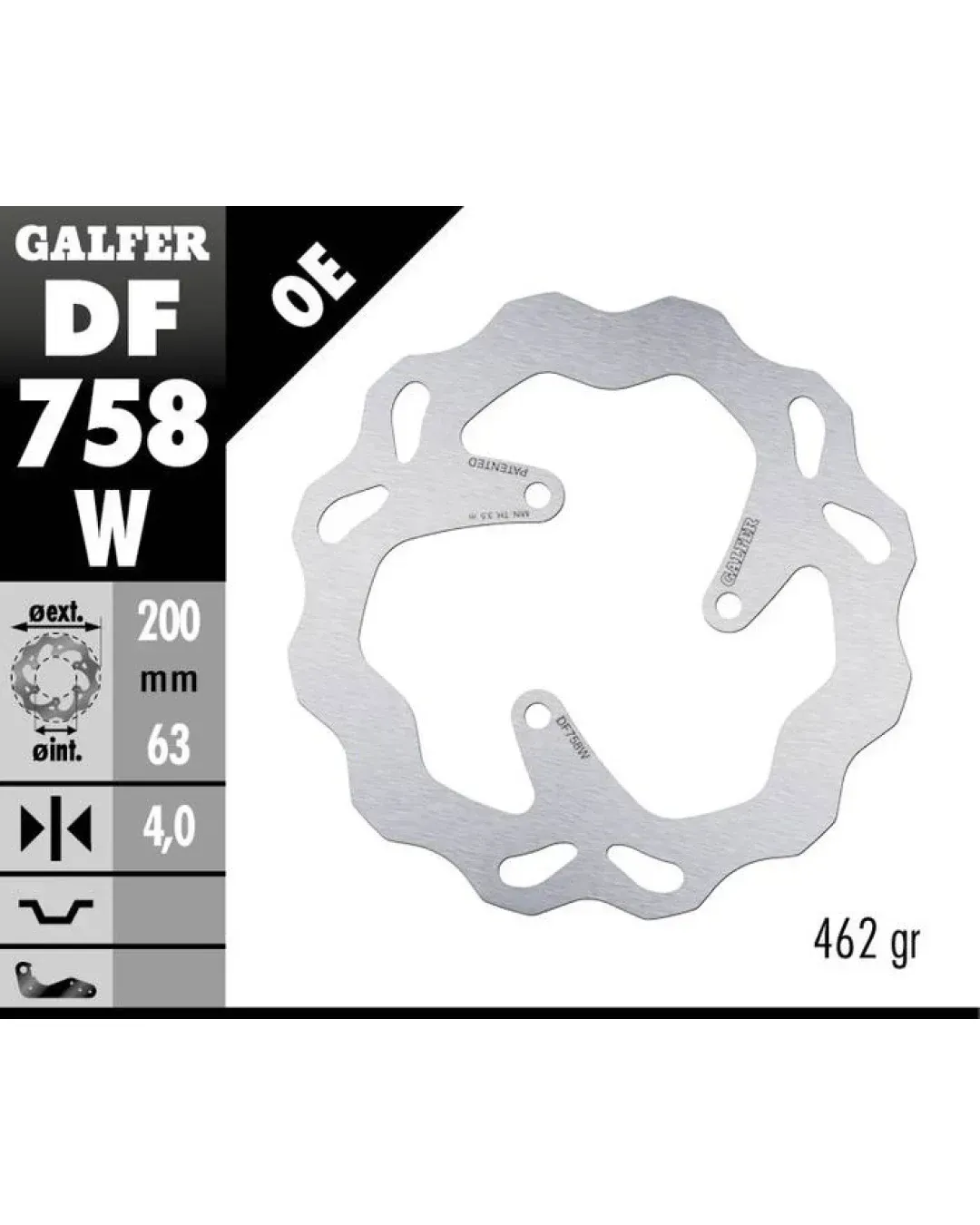 Заден спирачен диск Galfer WAVE FIXED 200x4mm DF758W