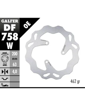 Заден спирачен диск Galfer WAVE FIXED 200x4mm DF758W