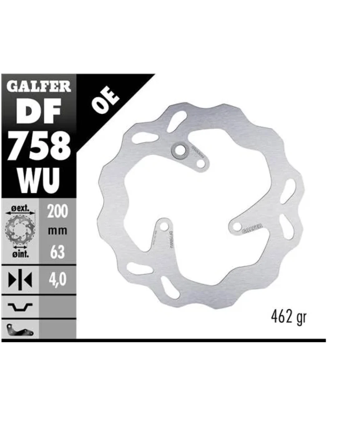 Заден спирачен диск Galfer WAVE FIXED 200x4mm DF758WU