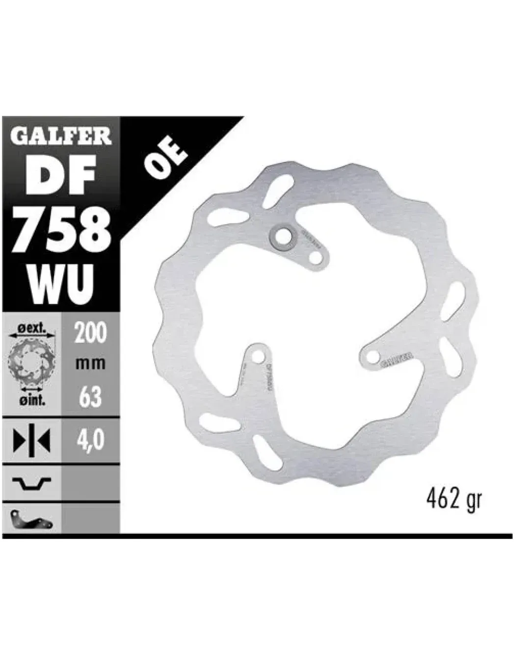 Заден спирачен диск Galfer WAVE FIXED 200x4mm DF758WU