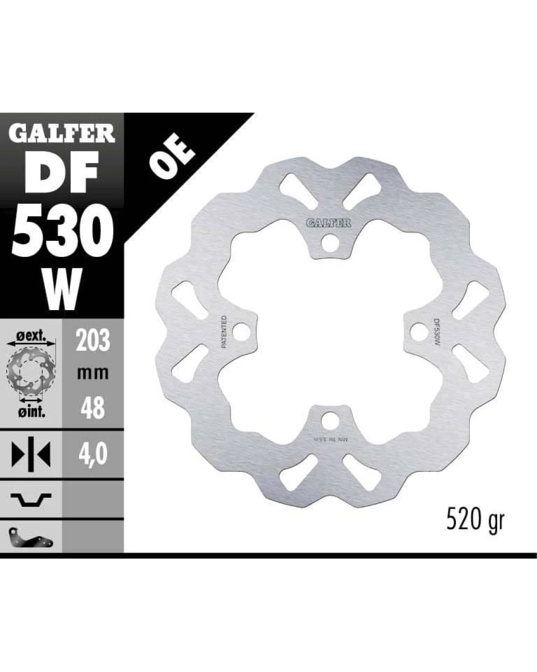 Заден спирачен диск Galfer WAVE FIXED 203x4mm DF530W