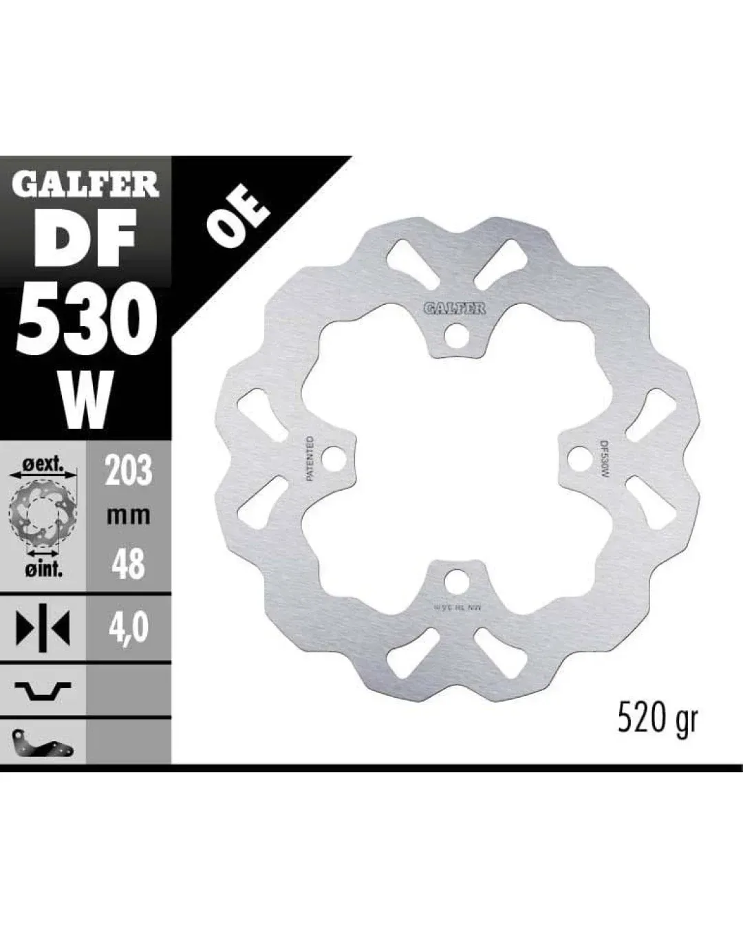 Заден спирачен диск Galfer WAVE FIXED 203x4mm DF530W